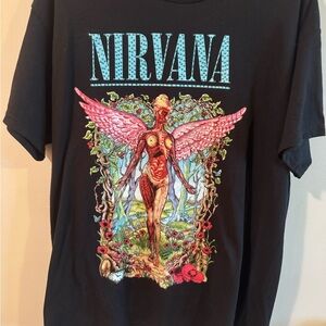 Nirvana Graphic Crystal T-Shirt with Angel Design